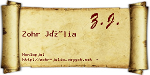 Zohr Júlia névjegykártya